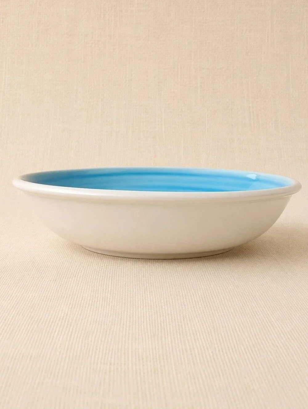 Rare Crate&Barrel Made in Italy Pasta Bowls Set 4 La Primula Aqua Yellow Coastal